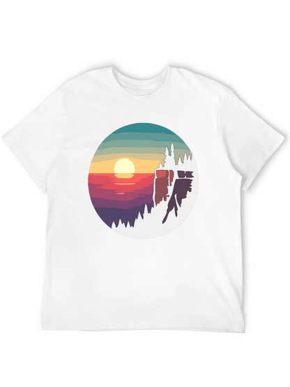 Sunset Peak Graphic Tee - Nature Inspired Black T-Shirt