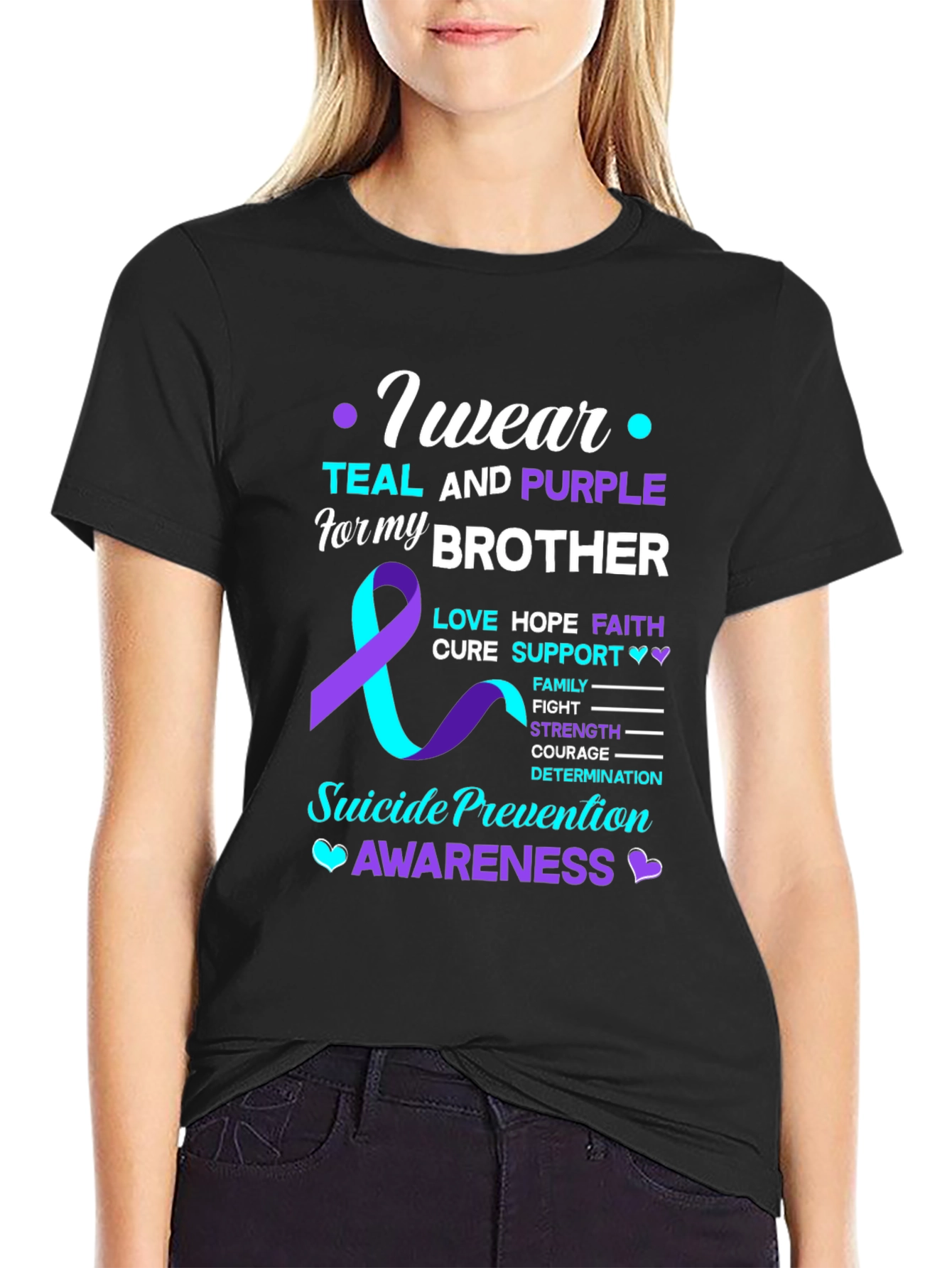 Teal and Purple Suicide Prevention Awareness T-Shirt