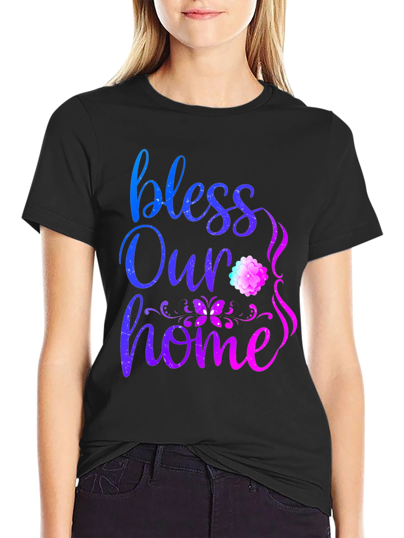 Bless Our Home Graphic Print T-Shirt