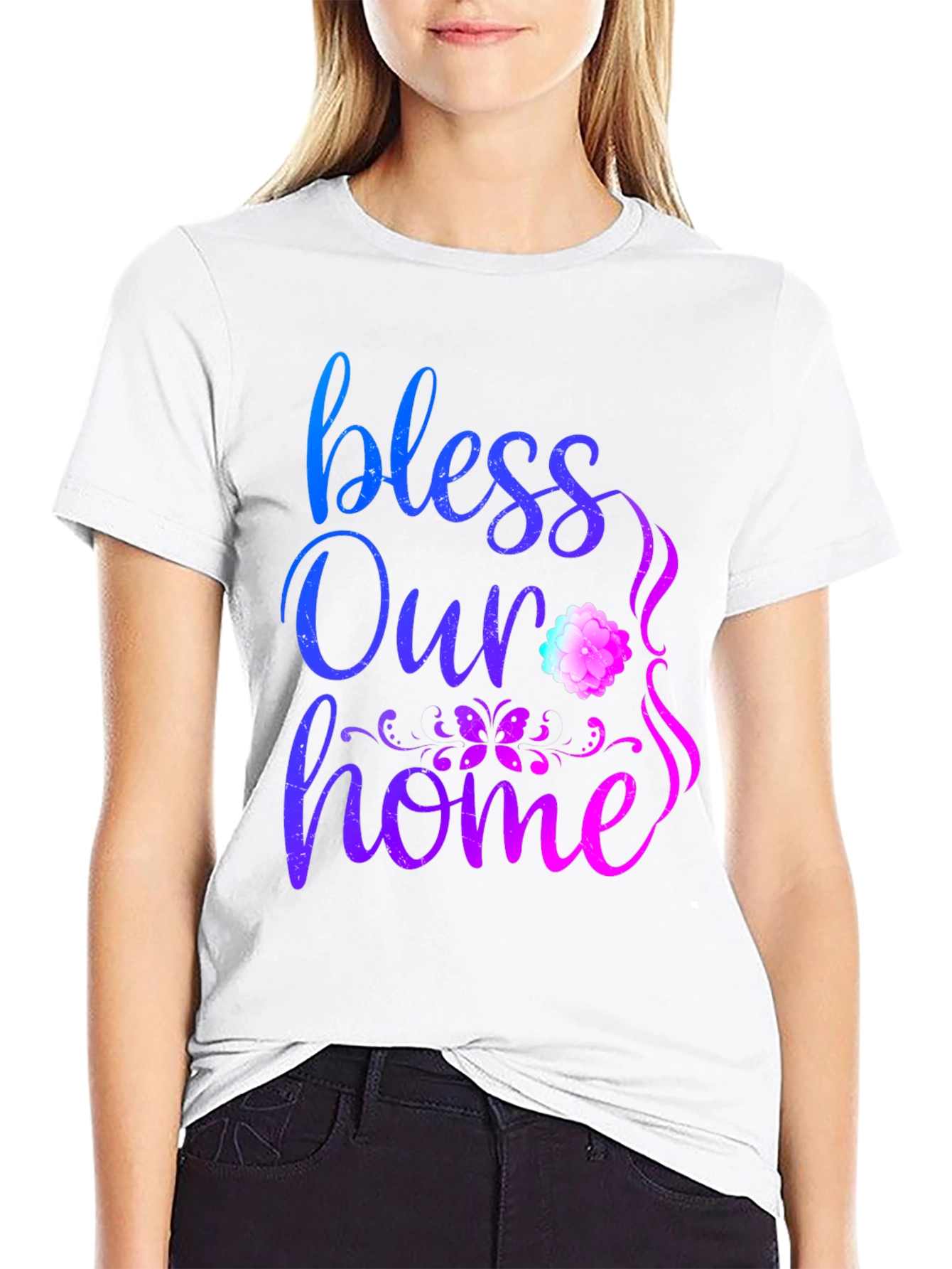 Bless Our Home Graphic Print T-Shirt