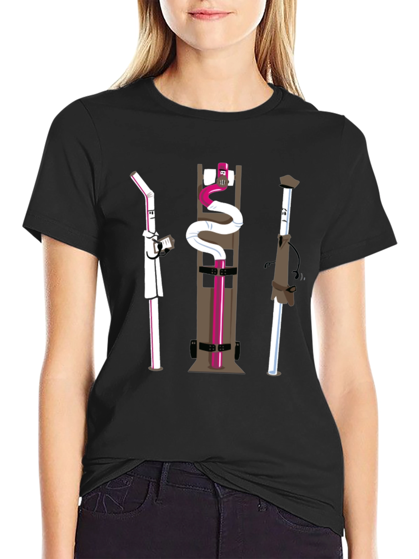 Novelty Black Cartoon Character T-Shirt