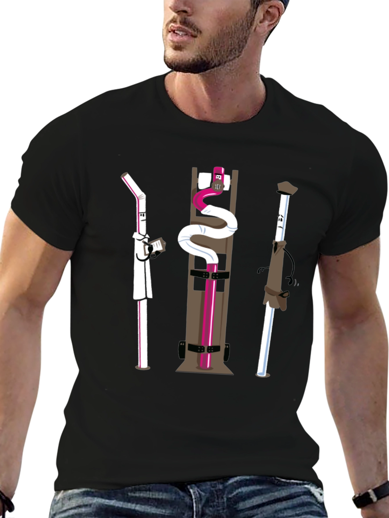 Novelty Black Cartoon Character T-Shirt