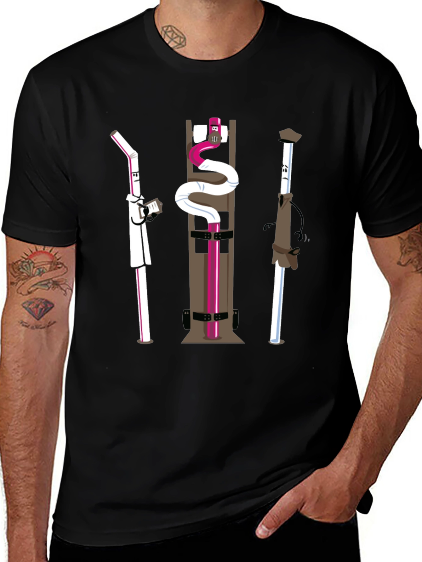 Novelty Black Cartoon Character T-Shirt