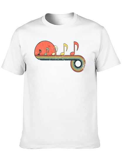 Retro Music Note Graphic Tee - Black
