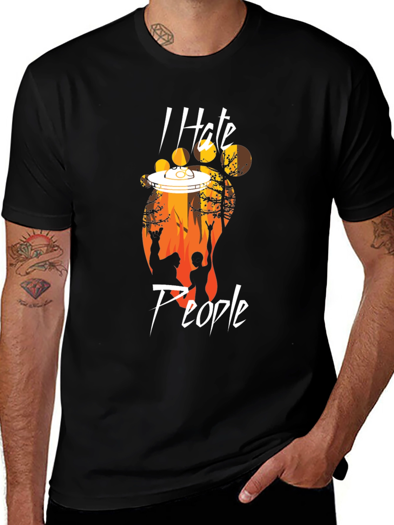 I Hate People Bigfoot UFO T-Shirt