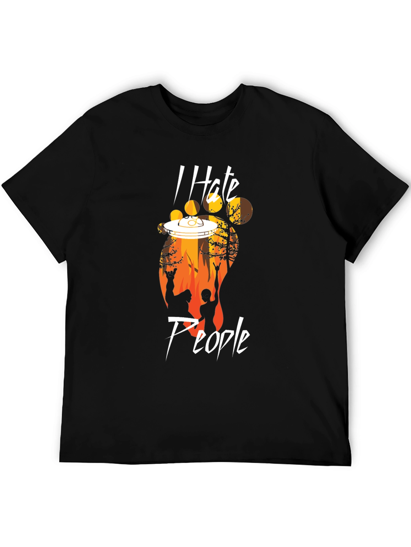 I Hate People Bigfoot UFO T-Shirt