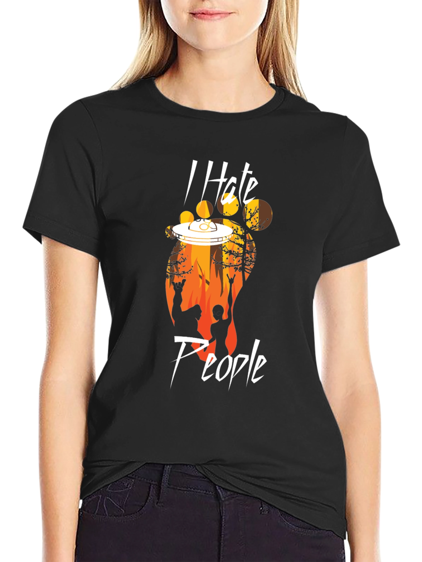 I Hate People Bigfoot UFO T-Shirt
