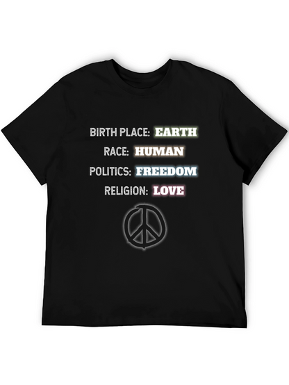 Earth Human Freedom Love T-Shirt Peace Sign