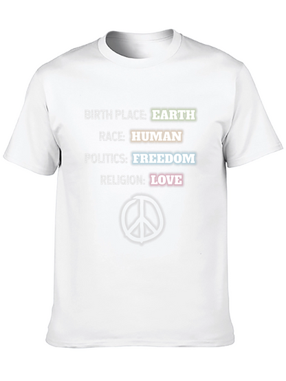 Earth Human Freedom Love T-Shirt Peace Sign