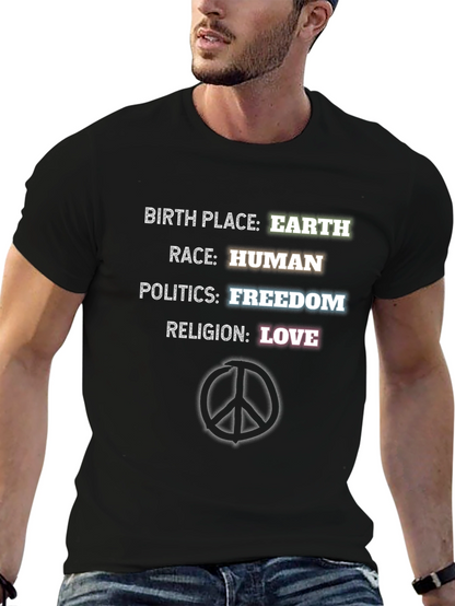 Earth Human Freedom Love T-Shirt Peace Sign