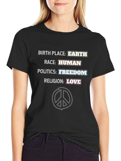 Earth Human Freedom Love T-Shirt Peace Sign