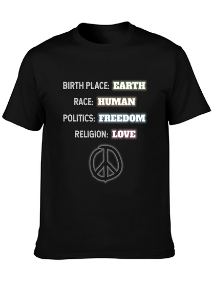 Earth Human Freedom Love T-Shirt Peace Sign