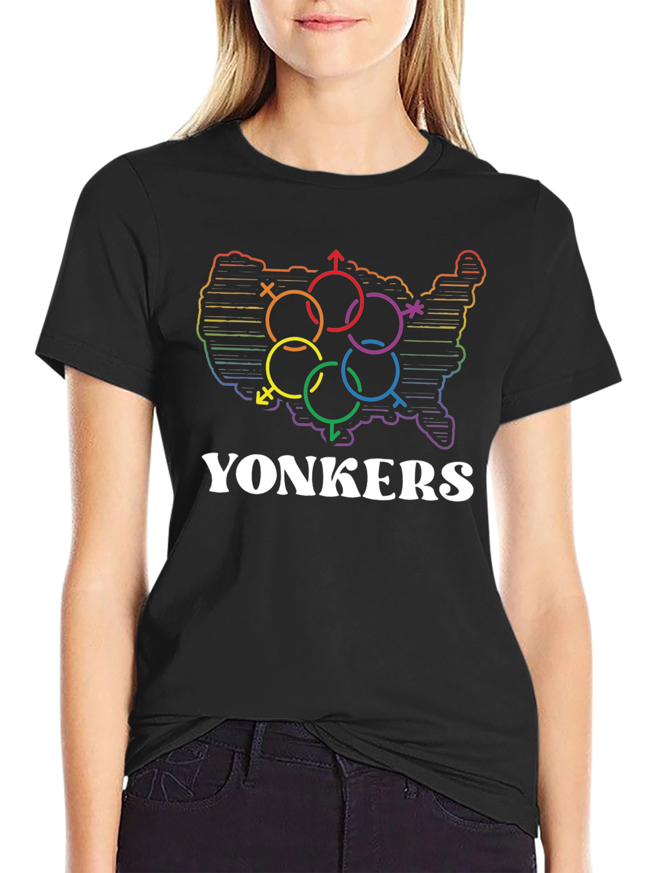 Yonkers LGBTQ+ Pride USA Map T-Shirt