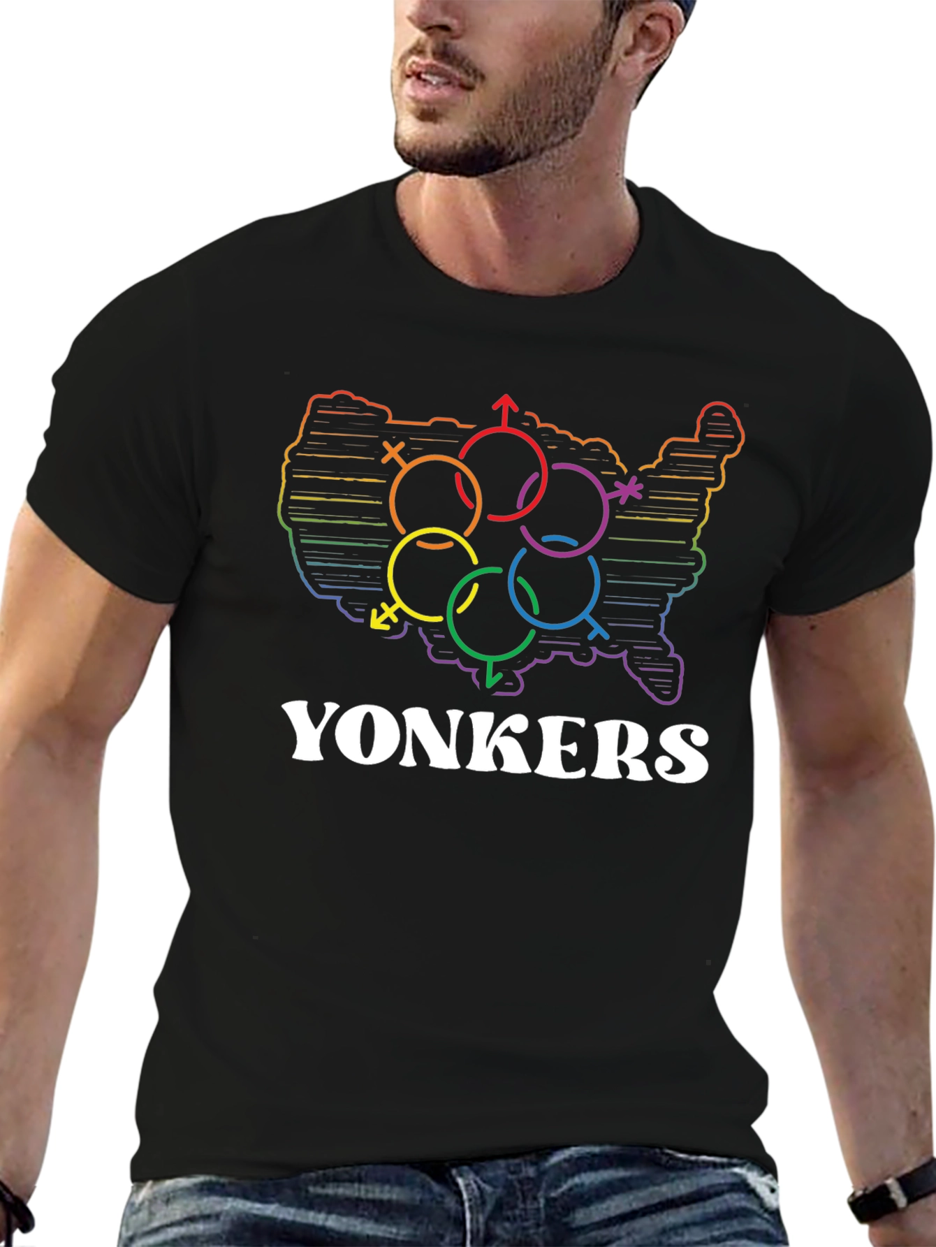 Yonkers LGBTQ+ Pride USA Map T-Shirt