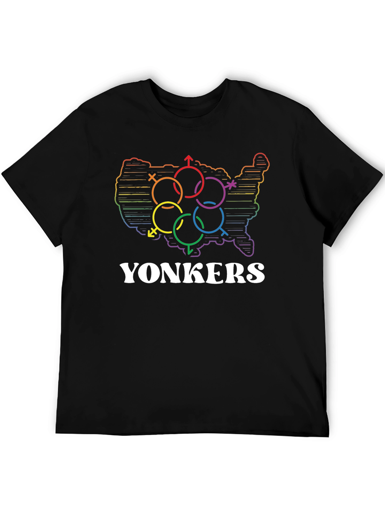Yonkers LGBTQ+ Pride USA Map T-Shirt