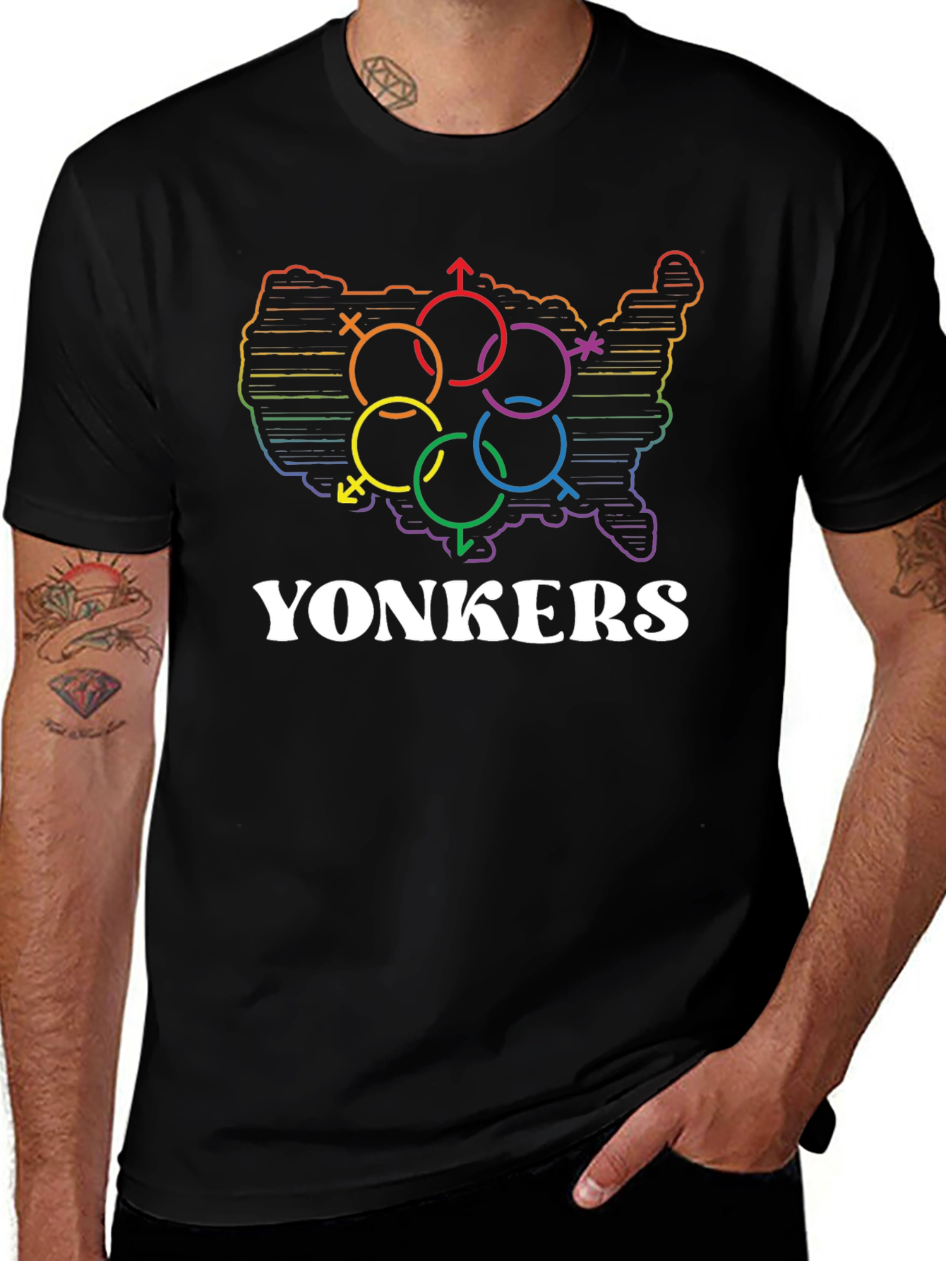 Yonkers LGBTQ+ Pride USA Map T-Shirt