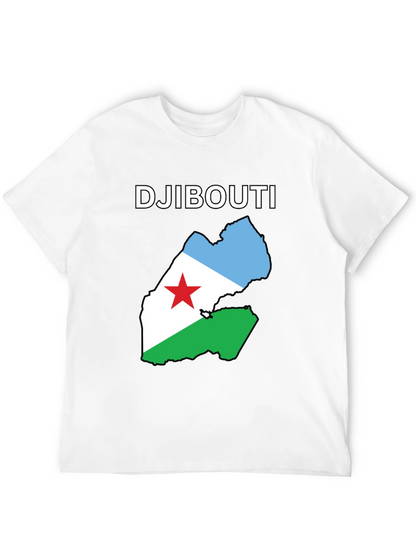 Djibouti Flag Map T-Shirt - Black Cotton Tee