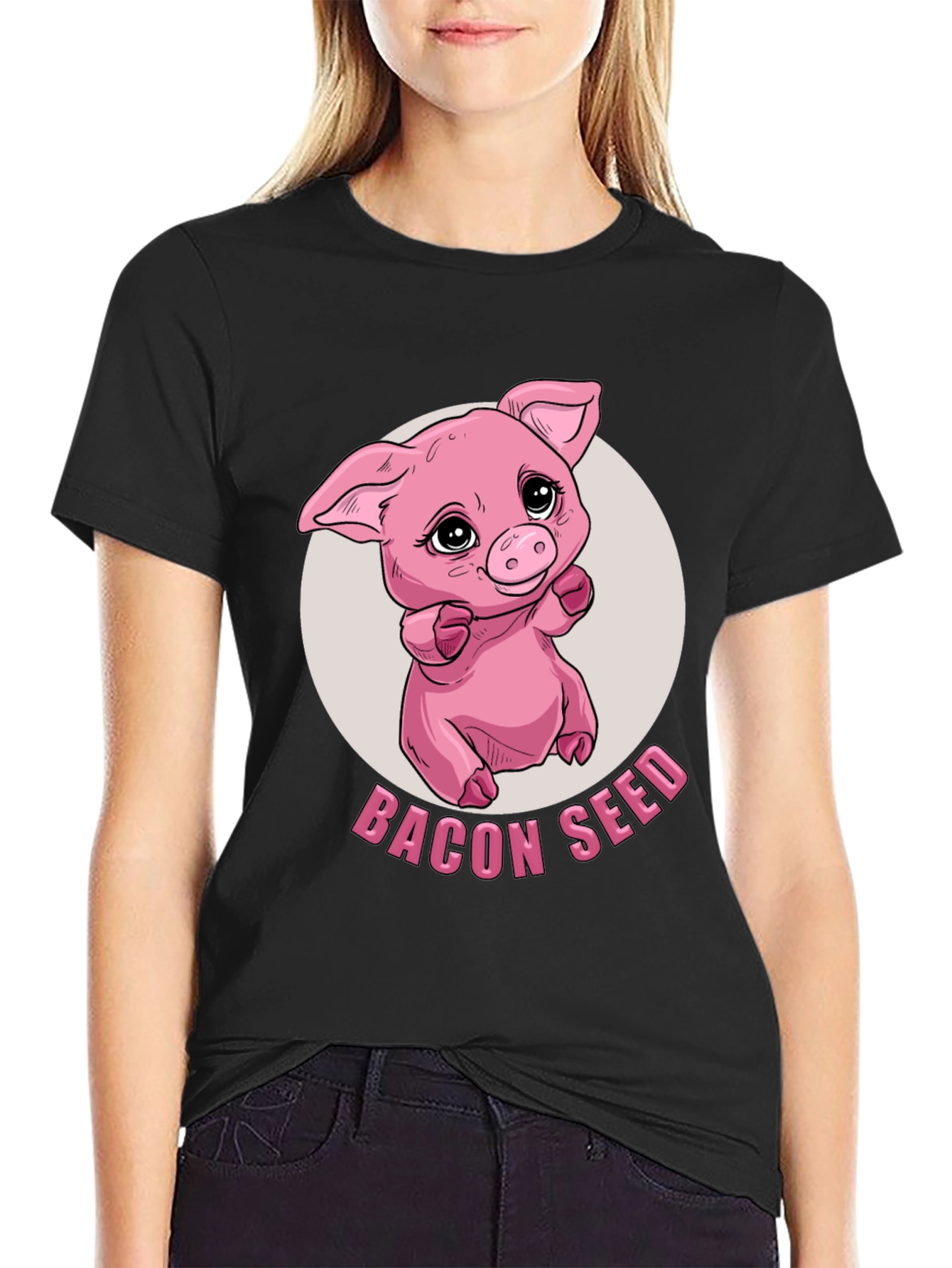Bacon Seed Pig Graphic Tee - Black