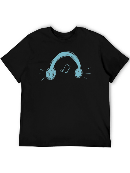 Headphones Graphic Tee - Cool Black T-Shirt