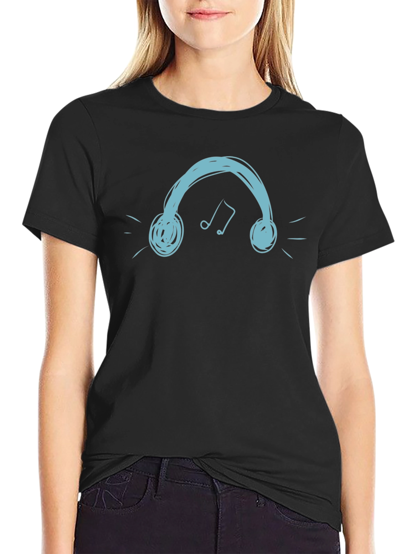 Headphones Graphic Tee - Cool Black T-Shirt