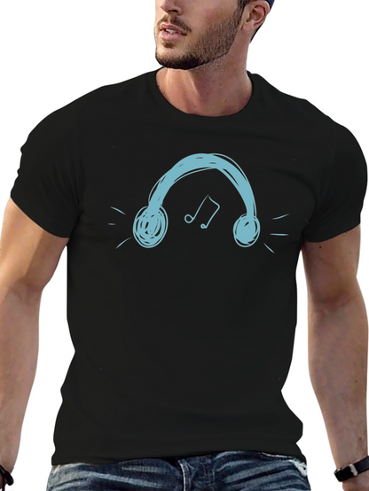 Headphones Graphic Tee - Cool Black T-Shirt