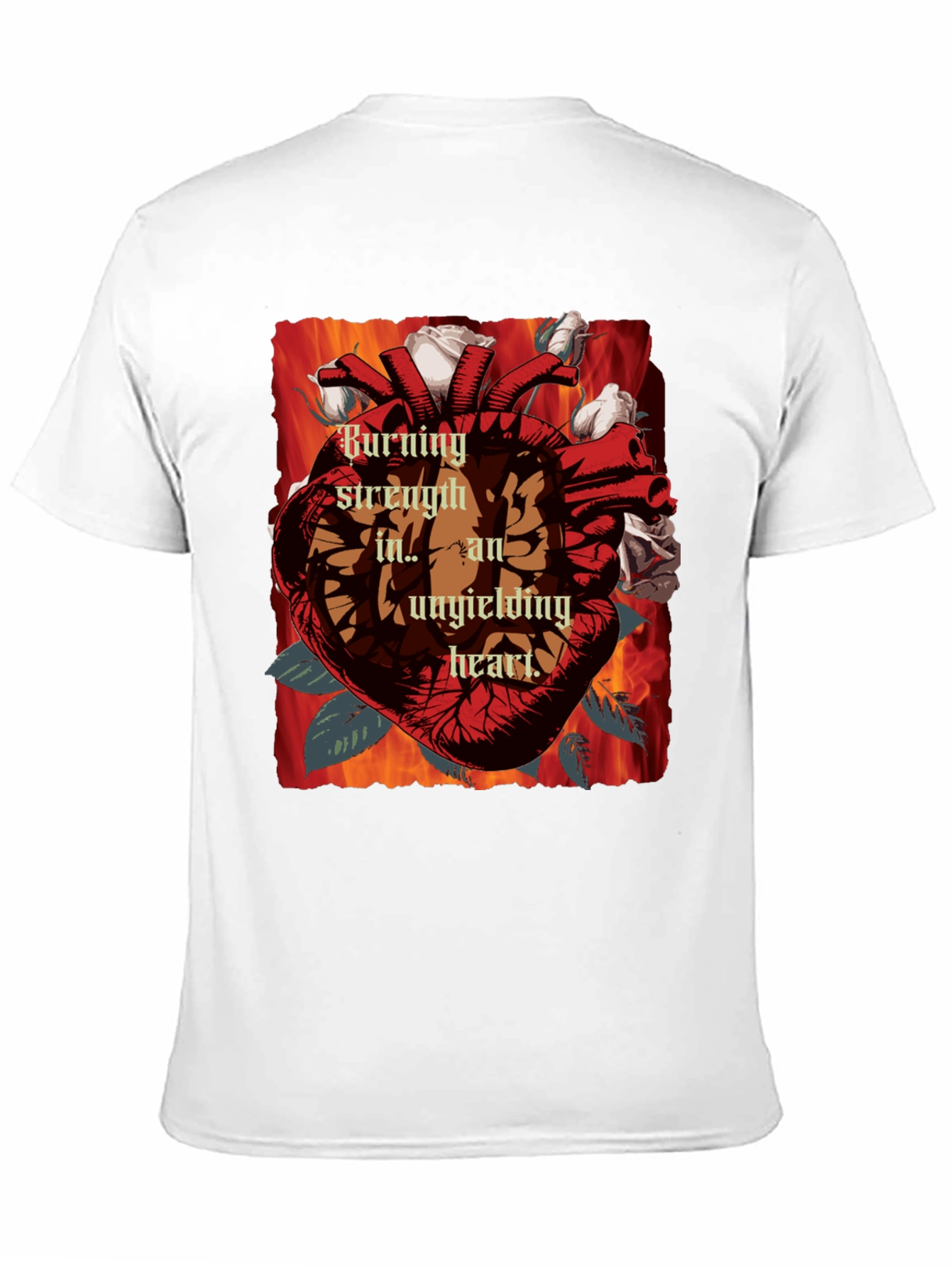 Burning Strength Heart T-Shirt - Unyielding Love
