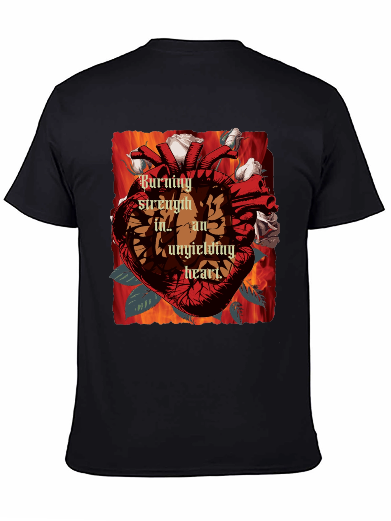 Burning Strength Heart T-Shirt - Unyielding Love