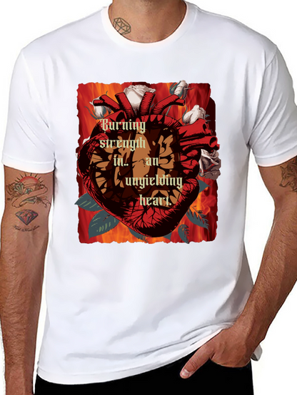 Burning Strength Heart T-Shirt - Unyielding Love