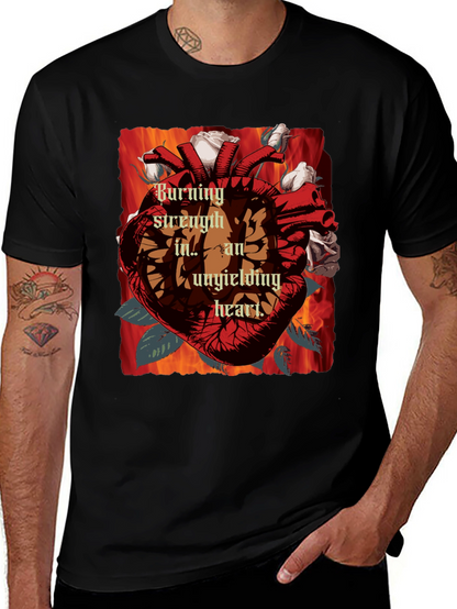 Burning Strength Heart T-Shirt - Unyielding Love