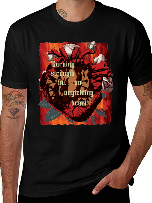 Burning Strength Heart T-Shirt - Unyielding Love