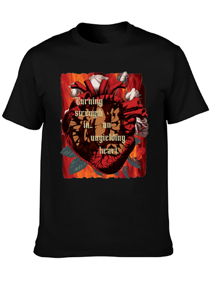 Burning Strength Heart T-Shirt - Unyielding Love