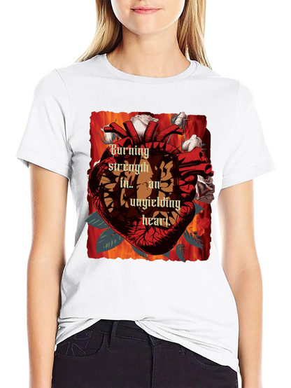 Burning Strength Heart T-Shirt - Unyielding Love