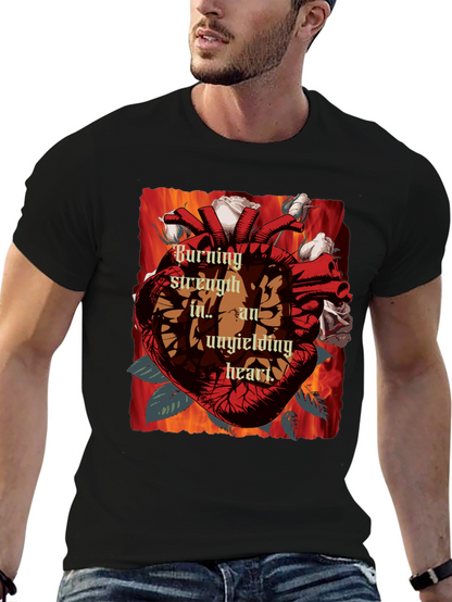 Burning Strength Heart T-Shirt - Unyielding Love