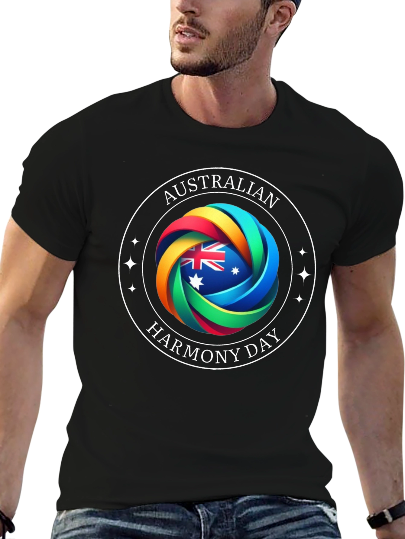 Australian Harmony Day Black T-Shirt
