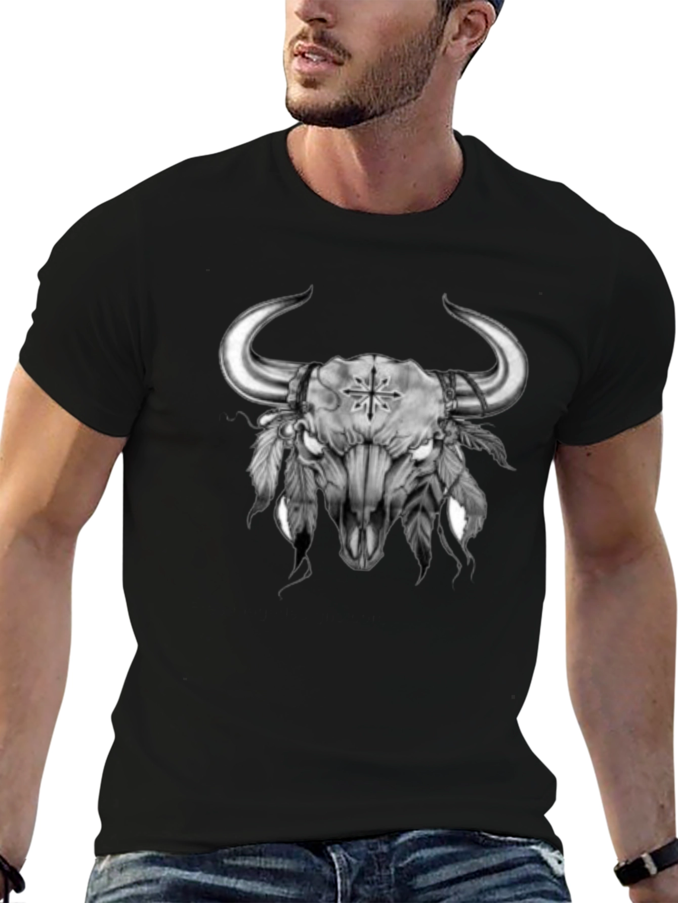 Bull Skull Graphic Tee - Western Style
