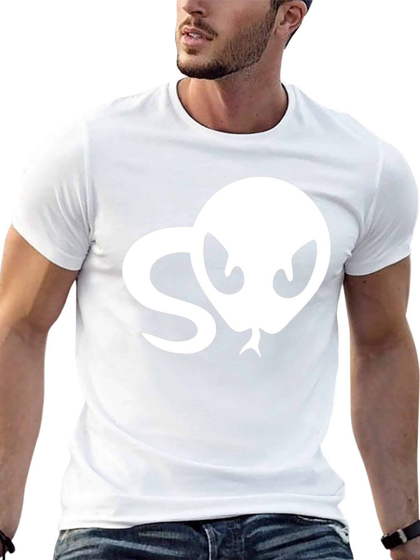 Snake Head Graphic Tee - Black Cotton T-Shirt