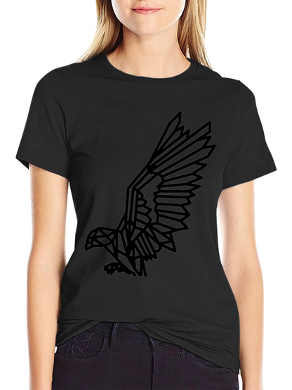 Geometric Eagle Graphic Print Black T-Shirt