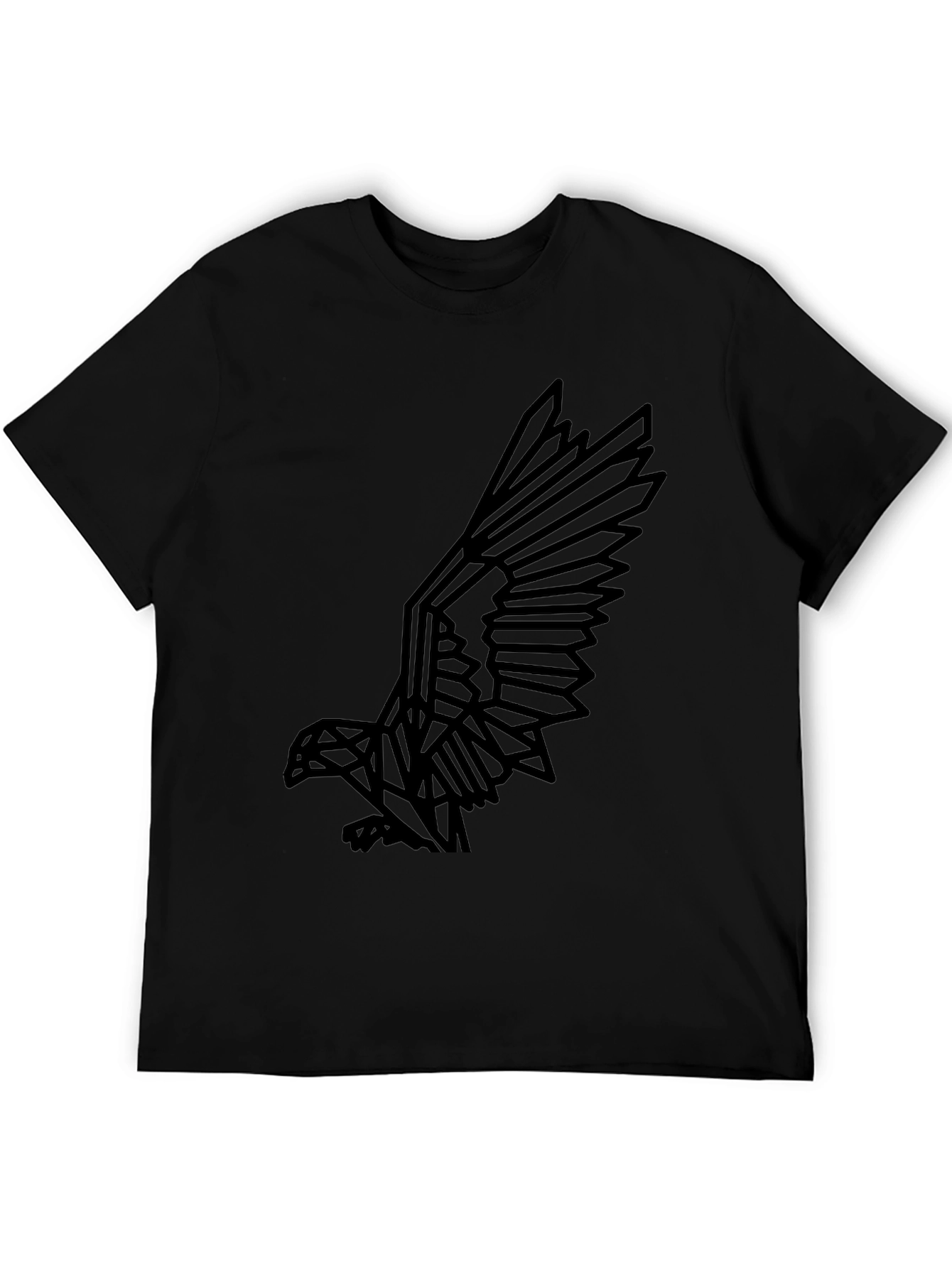 Geometric Eagle Graphic Print Black T-Shirt