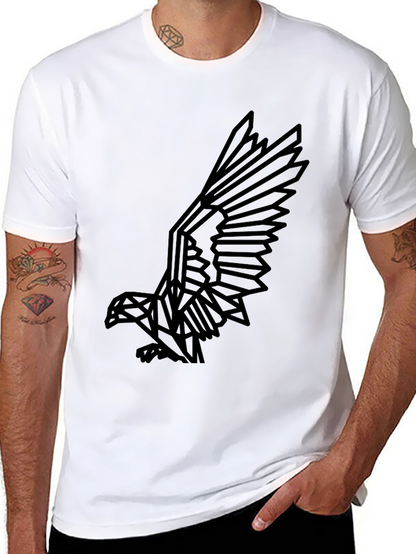 Geometric Eagle Graphic Print Black T-Shirt