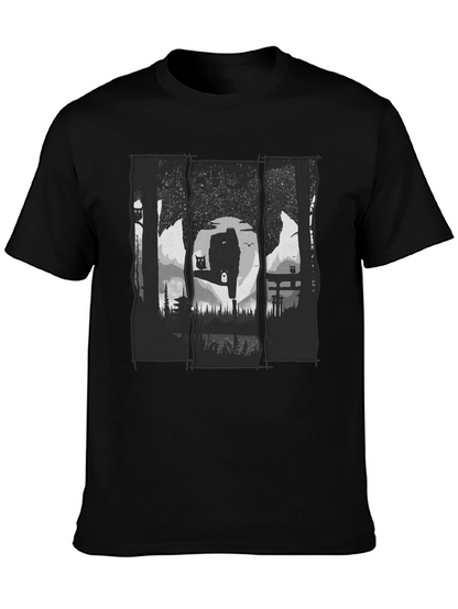 Nature Owl Graphic Black T-Shirt
