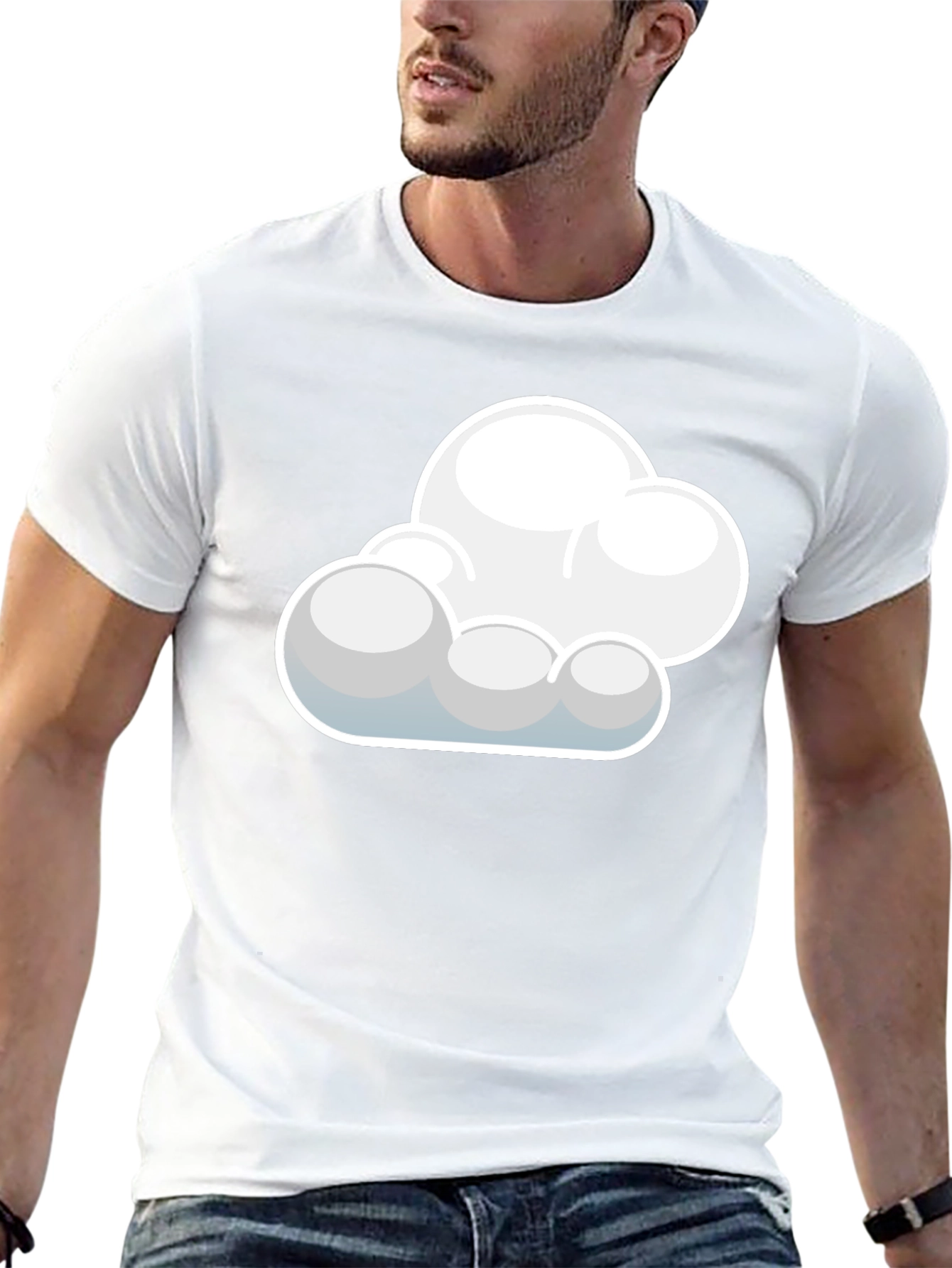 Cloud Graphic Black T-Shirt: Soft Cotton Blend
