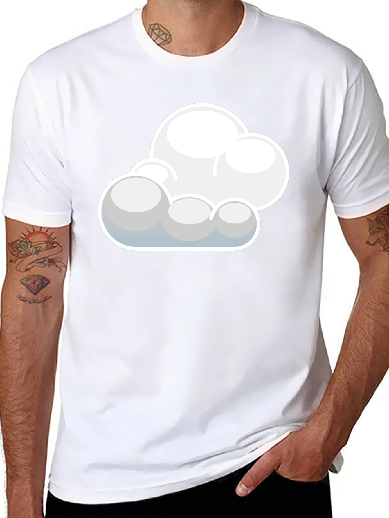 Cloud Graphic Black T-Shirt: Soft Cotton Blend