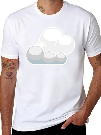 Cloud Graphic Black T-Shirt: Soft Cotton Blend