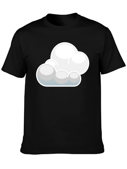 Cloud Graphic Black T-Shirt: Soft Cotton Blend