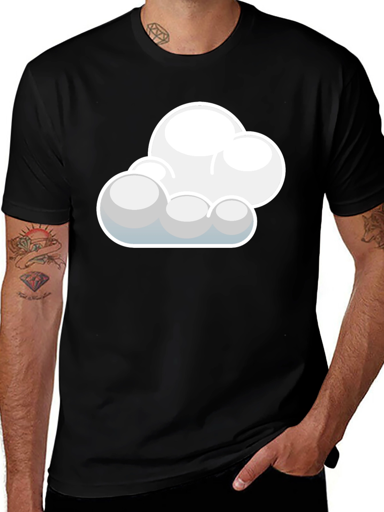 Cloud Graphic Black T-Shirt: Soft Cotton Blend