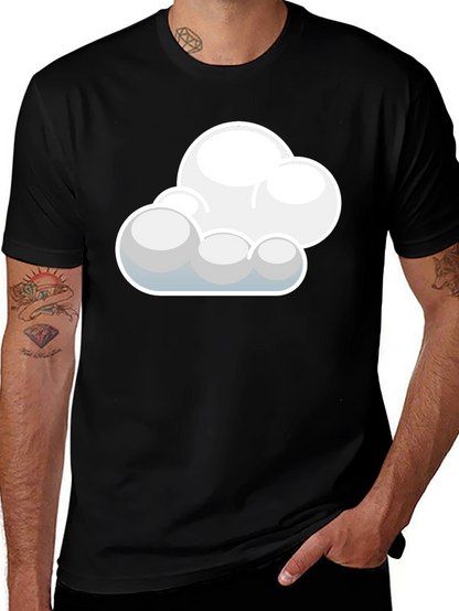 Cloud Graphic Black T-Shirt: Soft Cotton Blend