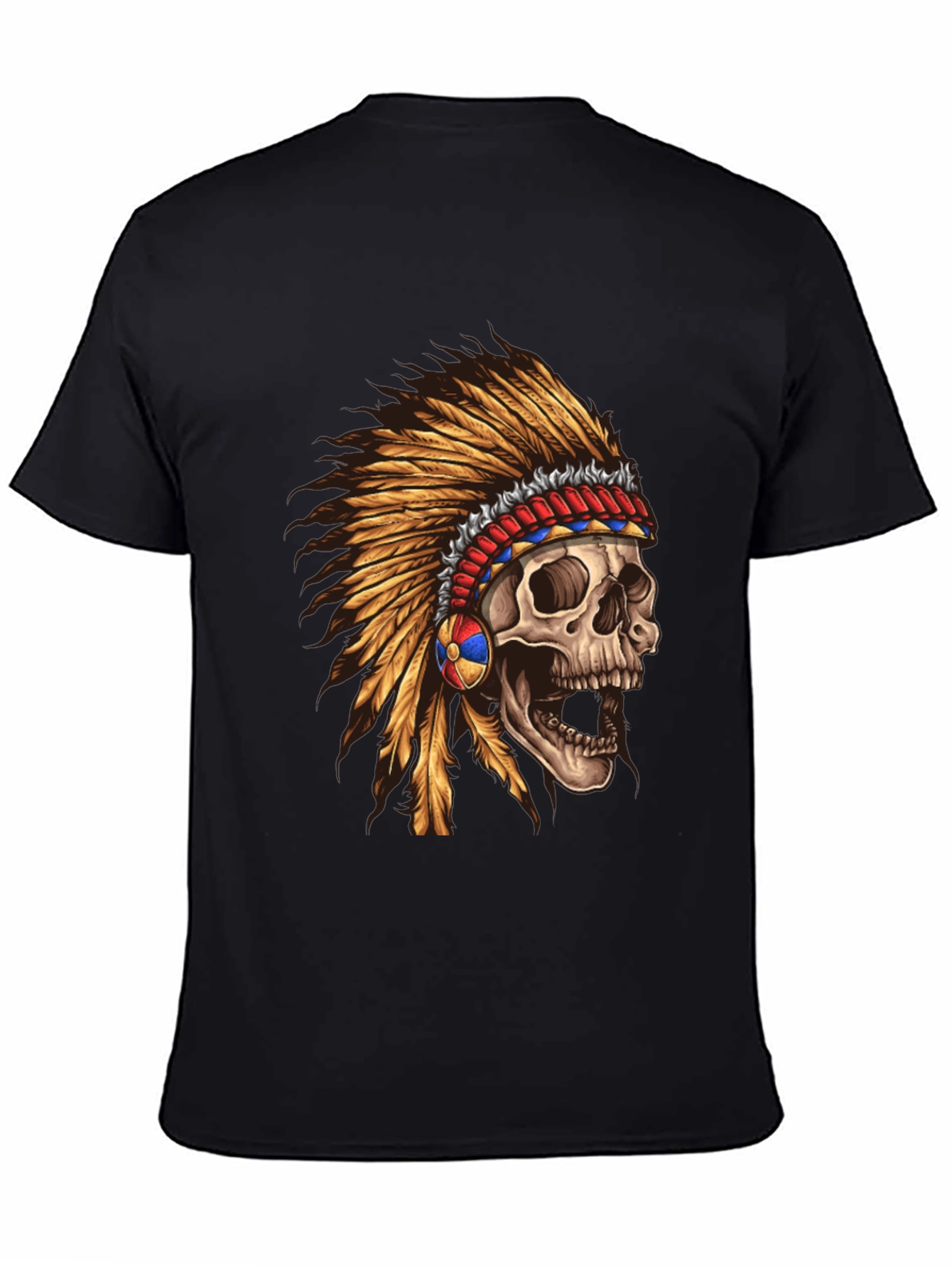 Skull Chief T-Shirt - Native American Headdress Design