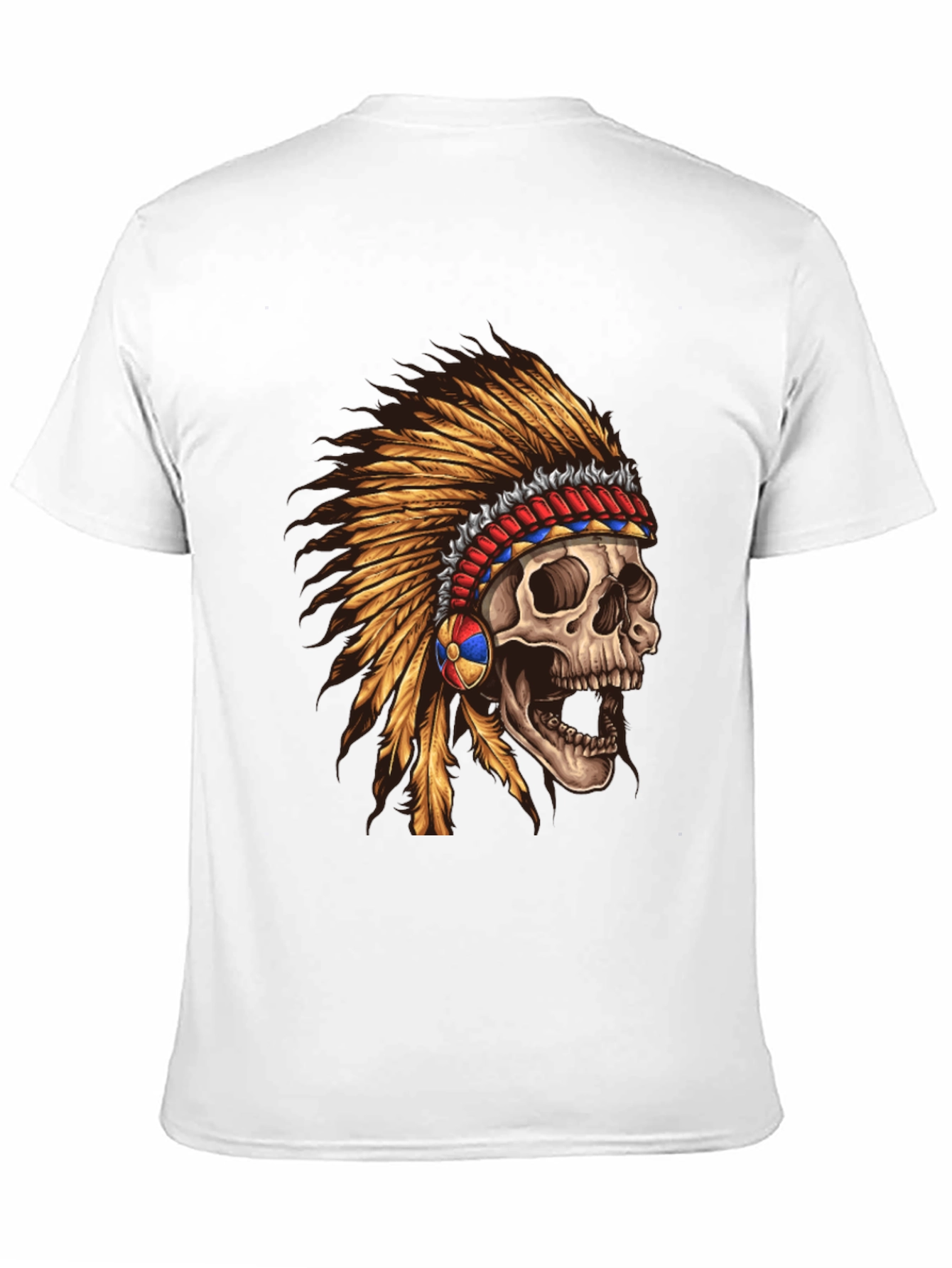 Skull Chief T-Shirt - Native American Headdress Design