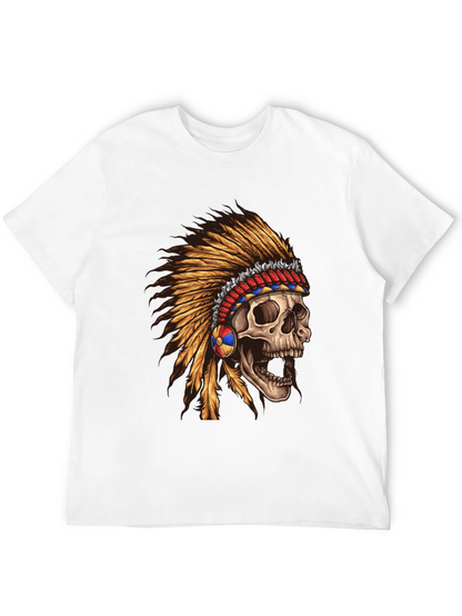 Skull Chief T-Shirt - Native American Headdress Design