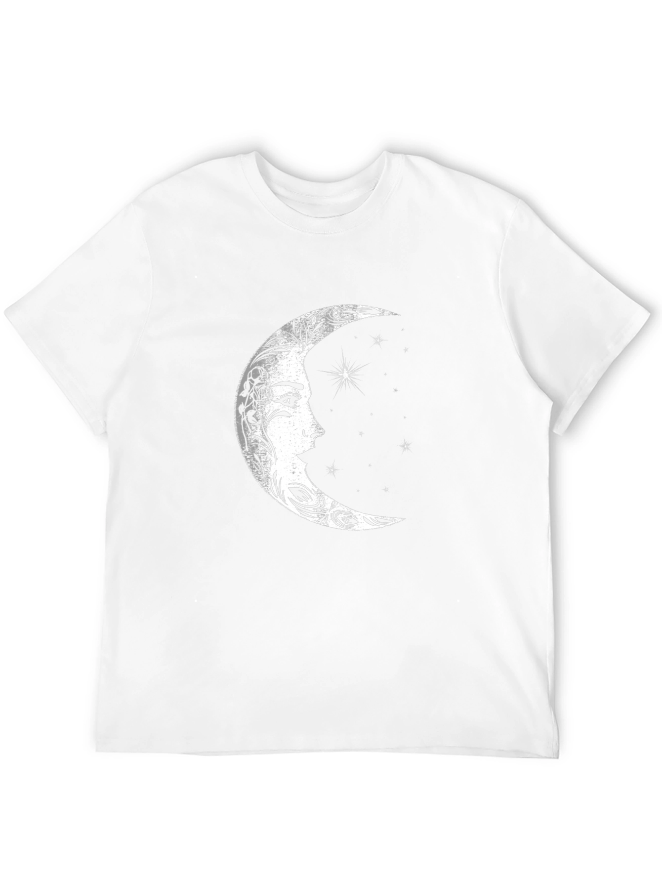 Celestial Moon Face Graphic Tee - Black